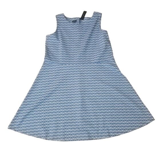 Talbots Stretch Knit Sleeveless Midi Dress 2X Blue/White Geometric Preppy Office - Picture 1 of 7